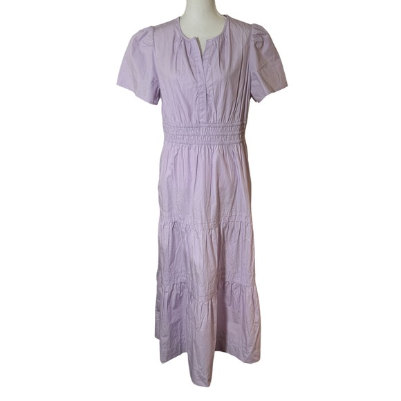 Quince 100% Organic Cotton Poplin Tiered Maxi Dress Pastel Lilac Size Large NWT - Picture 2 of 16